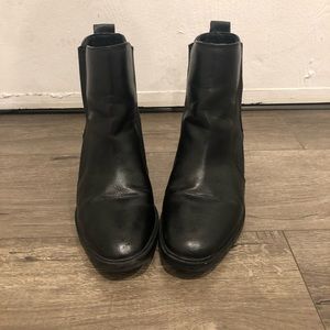 Zara black low heel ankle boots
